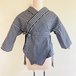 ポップな筒袖半襦袢　黒白ギンガムチェック