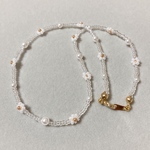 フラワービーズネックレス〈 pearl × ceylon white 〉