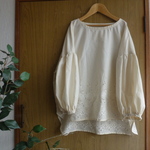 natural*刺繍コットンワイドブラウス*4cmローズ