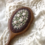 White rose 刺繍手鏡
