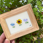 シーグラスアート　ひまわりとお花たち