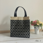 再販★ラミネート　トートバッグ　モロッカン柄(ブラック)