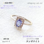 📹️動画ｱﾘ◆希少石◆タンザナイト&CZ.ジルコニア装飾✨Silver.925💍ジュエリー天然石リング指輪🆓フリーサイズ💍