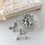 25pcs ＊ 6mm 天然石 ビーズ （ダルメシアン） （0294）