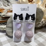 【SALE】黒猫のパステルイヤリング
