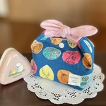 🍙サイズ＊丸いリボンのお弁当袋＊軽食用 小さめお弁当袋 おやつ袋  ボタニカル ブルー系