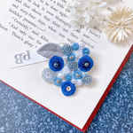 1点物//JewelryBlue ビーズ刺繍ブローチ