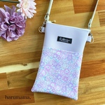 再販＊【ミシェル】ラミネート×フェイクレザーのスマホポーチ/スマホショルダー/ミニバッグ/スマホバッグ/サコッシュ