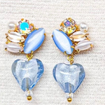 ガラスハート   ブルー💙ピアス/イヤリング