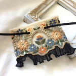 【再販】インド刺繍 リボン ポニーフック ラップリボン ブラックレース