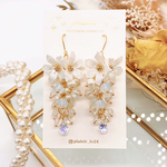 ゆらゆらパールフラワースワロフスキーピアス/イヤリング