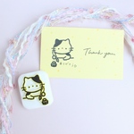 ガラスペンで描くねこ 消しゴムはんこ