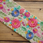 60㎝カット済【インド刺繍リボン】　シフォン　刺繍  リボン　りぼん