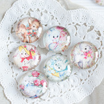 【20mm】レトロアニマル ガラスカボション オリジナルパーツ / 6つ入り