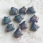 【9x8㍉ 14個】リリー＊blue & purple＊チェコビーズ＊すずらん＊ブルー＊パープル＊青紫