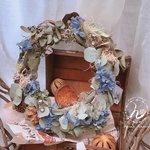 受注制作❤︎ナチュラルリース★ユーカリ、紫陽花、実物❤︎ドライフラワーリース❤︎心落ち着くリース❤︎インテリアにお勧め
