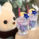 153 ＊天の川風のドリンク　２個セット＊　ミニチュア　ドリンク　七夕　置物　シルバニア　ドールハウス　星　夜空　カクテル