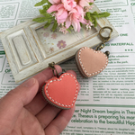 手縫い  ハート型コインケース＆小銭入れ  桃色