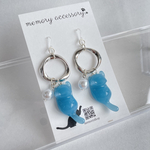 くすみブルー猫♡シルバーピアス