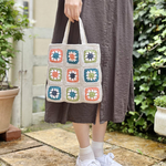 ちょっとそこまで♪ クロシェ編みトートバッグ　『ライトグレー』