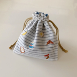  受注制作【手刺繍】朝ごはん刺繍の四角い巾着【Mサイズ】洋食ver.