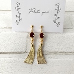 メタルタッセル風イヤリング（赤）　ピアス変更OK