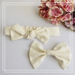 『期間限定　送料無料』2wayリボン＊ベビーヘアバンド　〝くすみイエロー〟