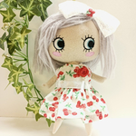 レッドのチェリー柄ワンピース&かぼちゃパンツ&ヘアリボン 3点セット