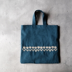 Tote30 Blue 刺繍　トートバッグ　　チューリップ