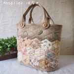 シックなプリント＊ヘキサゴンつなぎのトートバッグ11＊