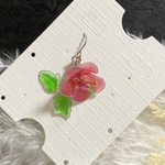ハイビスカス　ワイヤーレジン　ピアス　片耳用　小さいお花シリーズ