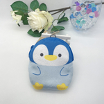 ペンギンふわふわポーチ ブルー（内側水面模様）