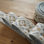 【1mカット済み】カラー　チュール　刺繍リボン 【グレー】