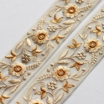 インド刺繍リボンᢂフラワーレース【イエロー】インド刺繍/刺繍リボン/リボン/シルクリボン/トリム/ブレード/ジャガードリボン/チロリアンテープ/レース/チュール