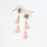14kgf/[可憐な紫陽花]ピンクオパールxタンザナイトピアス