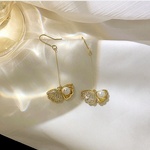 シェル　貝殻　貝　二枚貝　パール　ロング　ゴールド　夏　ピアス　イヤリング