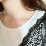 white × clear flower ビーズネックレス