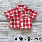 ●オビツ11 ●閉じるタータンチェックシャツ　レッド