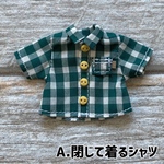  ●オビツ11 ●閉じるギンガムチェックシャツ　グリーン