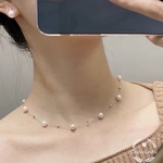 ★CICI★ サージカルステンレス316L  パールとミニボール　ステーション　ネックレス　K18