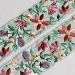 インド刺繍リボンᢂシルクリボン【ミントグリーンベース】インド刺繍/刺繍リボン/リボン/シルクリボン/トリム/ブレード/ジャガードリボン/チロリアンテープ/レース/チュール