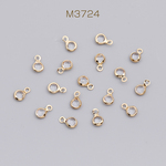 M3724 30個  アクリルストーンチャーム ラウンド カン付き 4.5×7.5mm ゴールド 3X（10ヶ）