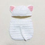 ベビーコスチューム　白猫 ＊ ニューボーンフォト　ハーフバースデー　月齢フォト　バースデーフォト　撮影衣装　ねこ　ネコ　猫