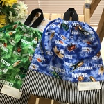体操着袋❤️可愛い恐竜ワッペンデニム＆ストライプ 巾着