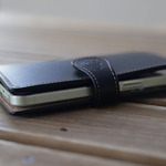 シンプル 本革 手帳型スマホケース イタリアンレザー 三層構造 iPhone Duo 18 17 16 Pro Max  Android対応 ｜ ブラック iPhoneケース 