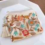 🌼インド刺繍のファスナーポーチ