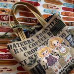 10様オーダー/追加分/ティキちゃん×コーヒー豆麻袋×迷彩柄コットントートバッグ