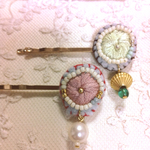 刺繍ヘアピン PK×GR