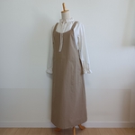 【sale】強撚ワッシャークロス　サロペットスカート　L　スモークベージュ