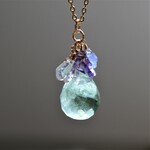 【在庫僅少】夏色ジュレ　大粒グリーンフローライト　カケラストーン　金属アレルギー対応ステンレスネックレス50cm 